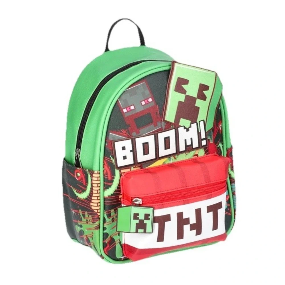 Minecraft Creeper TNT BOOM Mini‎ Backpack Faux Leather Gaming Bag Green NEW!
